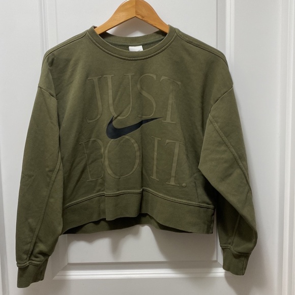 Nike Olive Green Cropped Sweatshirt size small - Picture 1 of 4